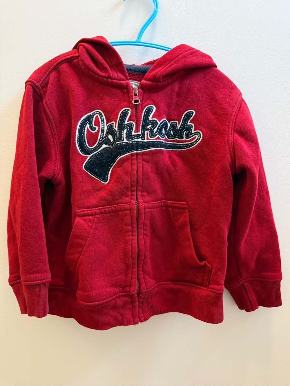 OshKosh B'gosh Red Full Zip Logo Appliqué Hoodie Sweatshirt Size 3T